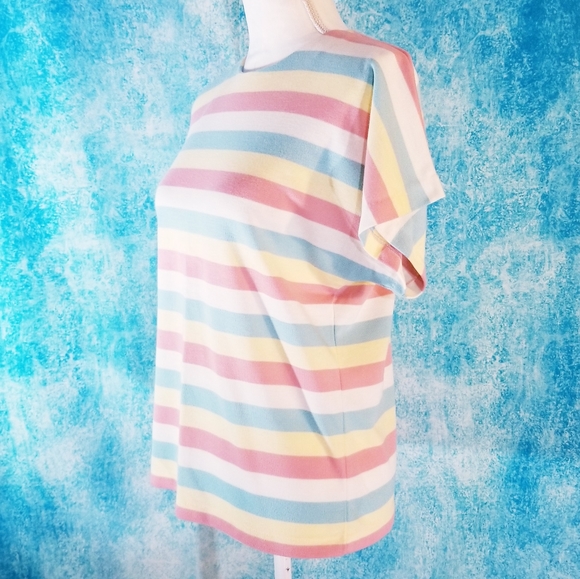 VTG 80s Career Guild Pastel Striped Dolman Top - Picture 5 of 14